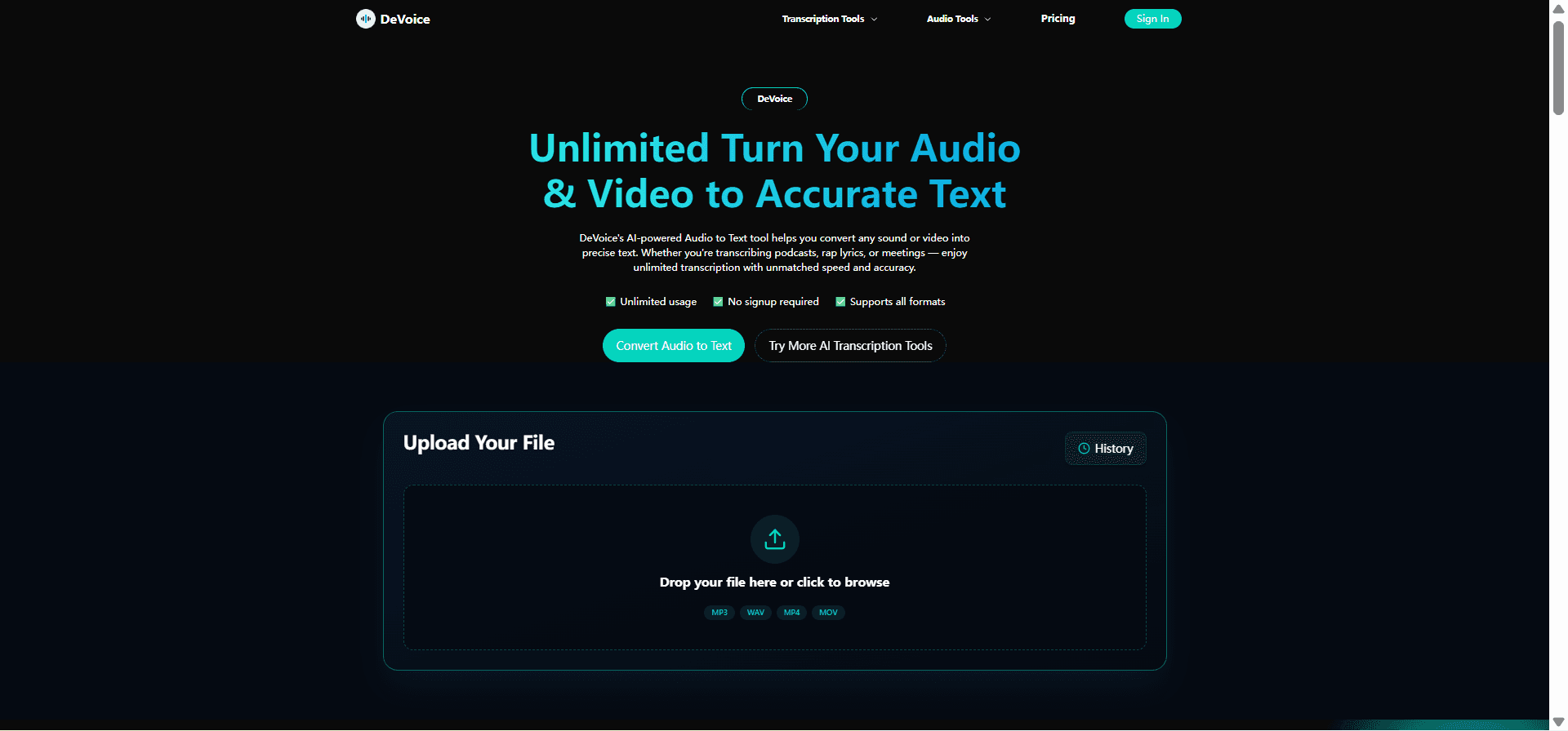DeVoice Audio to Text screenshot