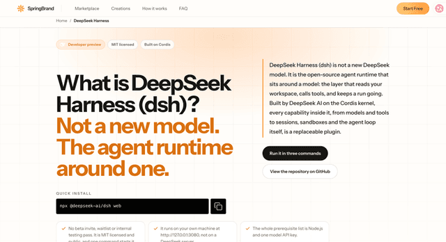 SpringBrand — DeepSeek Harness Explained screenshot 1
