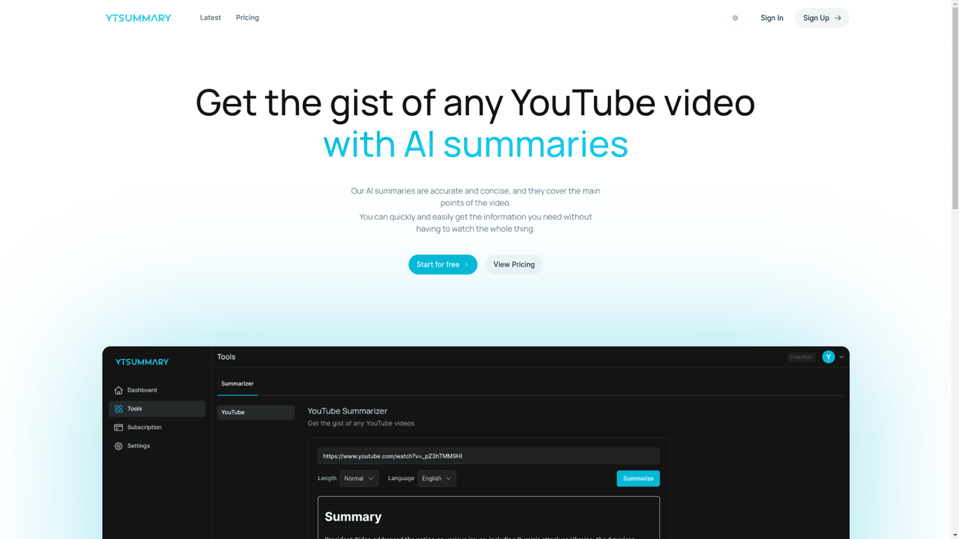 YTSummary screenshot