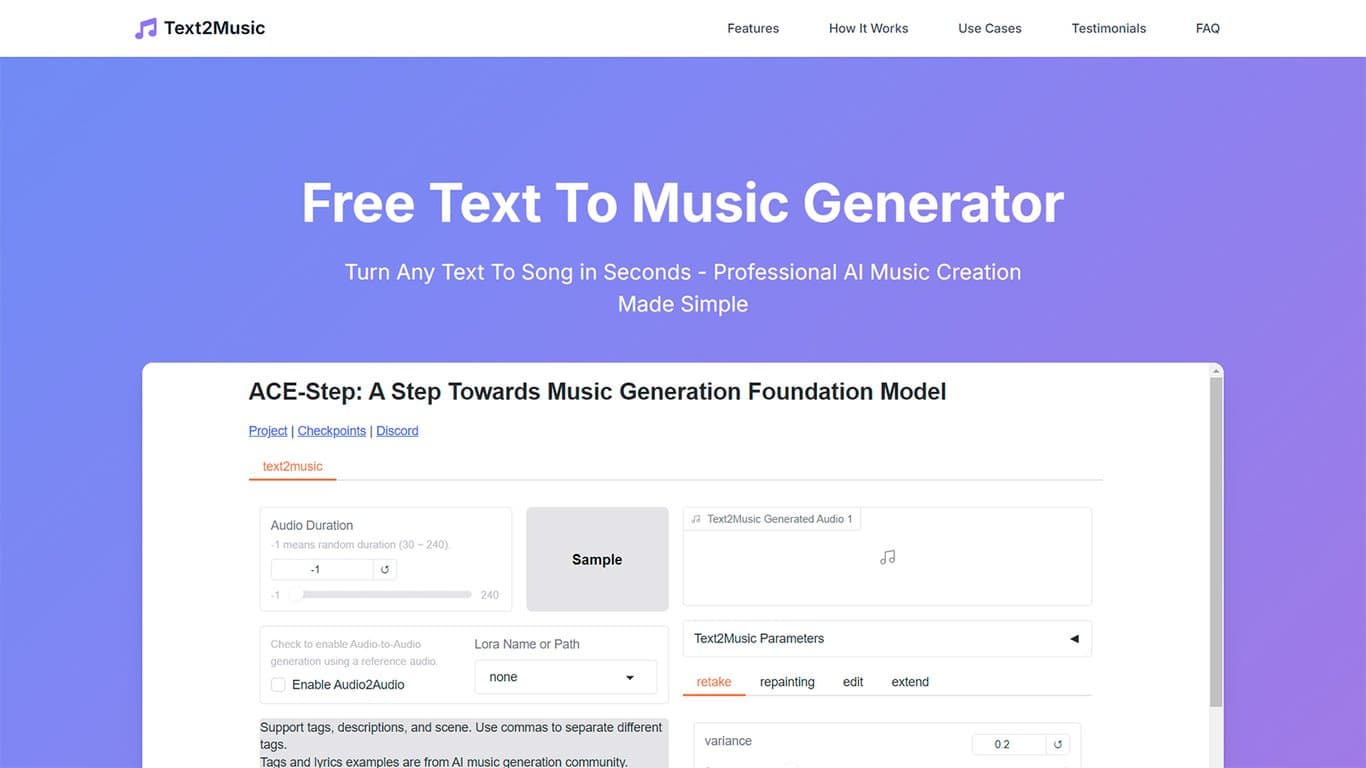 Text2Music screenshot