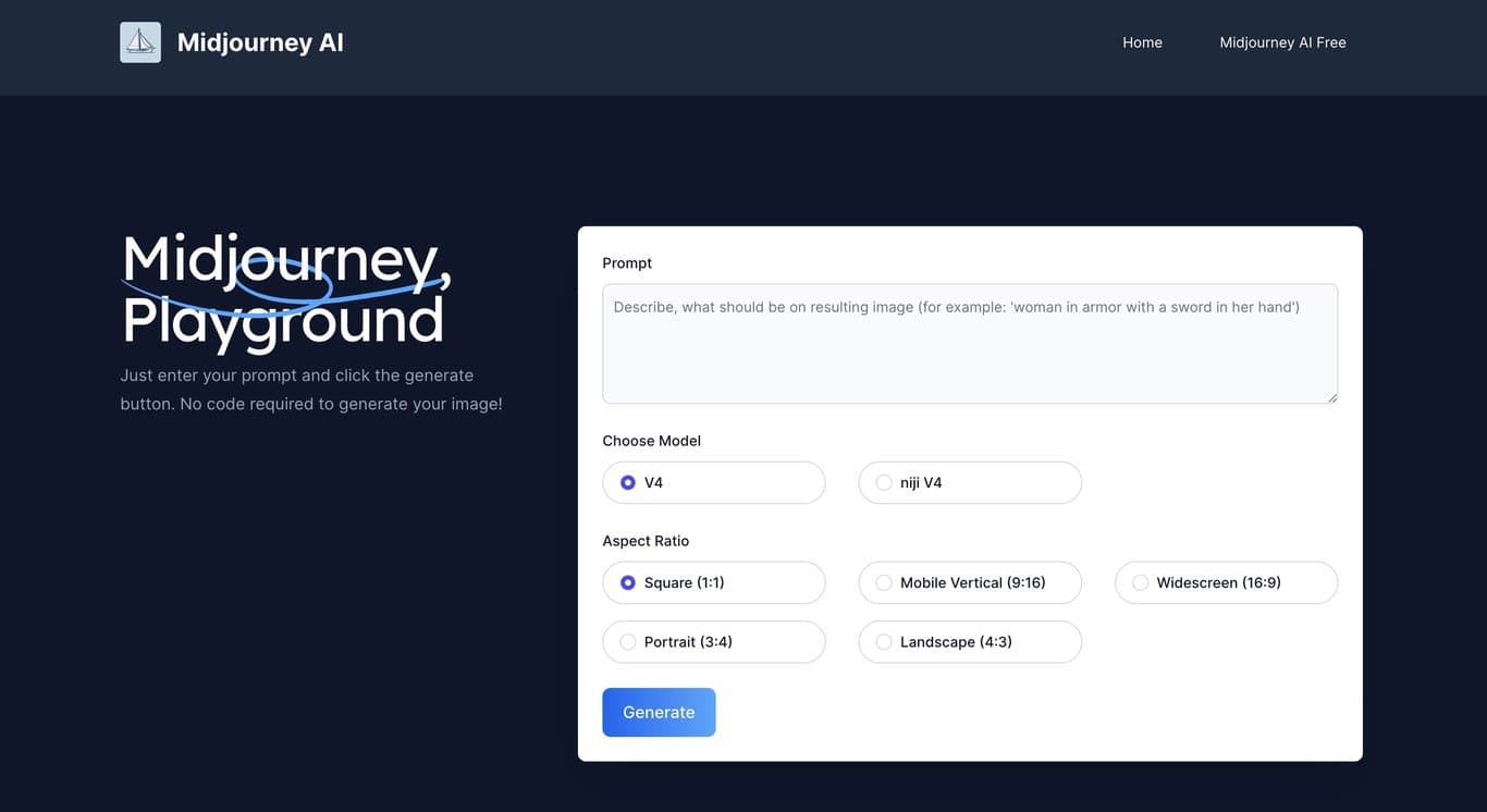 Midjourney AI screenshot