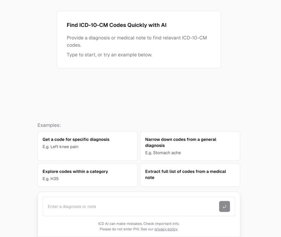 NoteToICD10 screenshot
