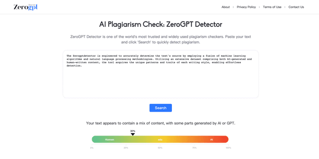 ZeroGPT Detector screenshot 1
