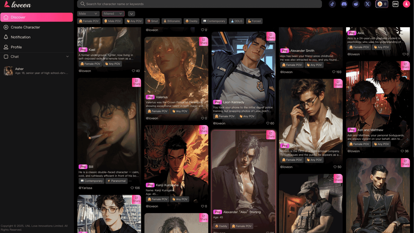 Loveon AI｜Immersive AI Chat Experience screenshot