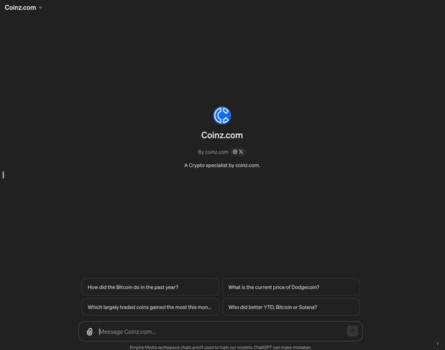 Coinz.com ChatGPT screenshot 1