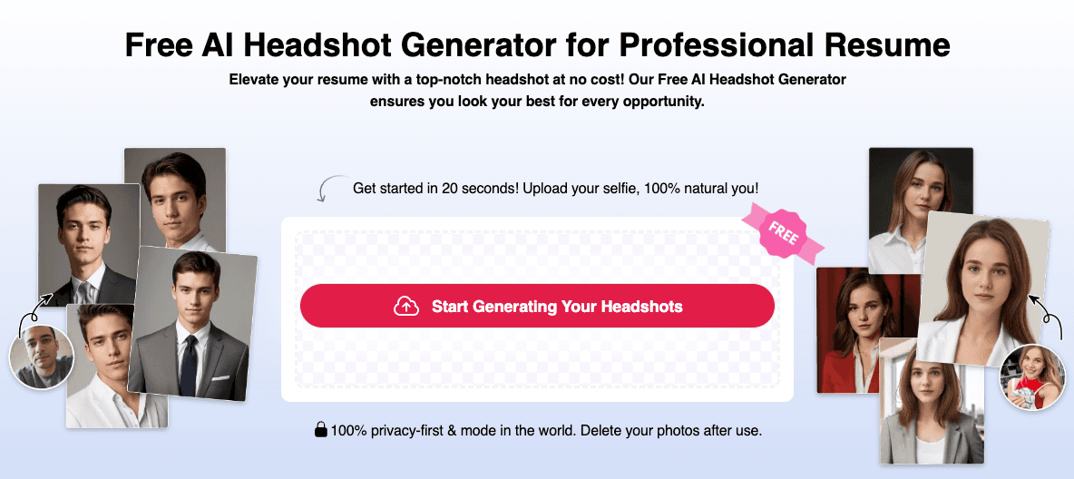 Free AI Headshot Generator | Supawork AI screenshot