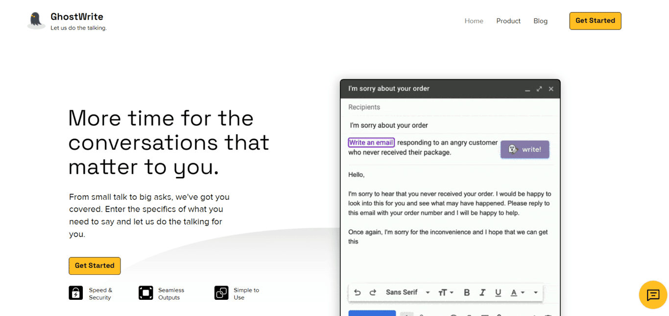 ghostwrite ai screenshot