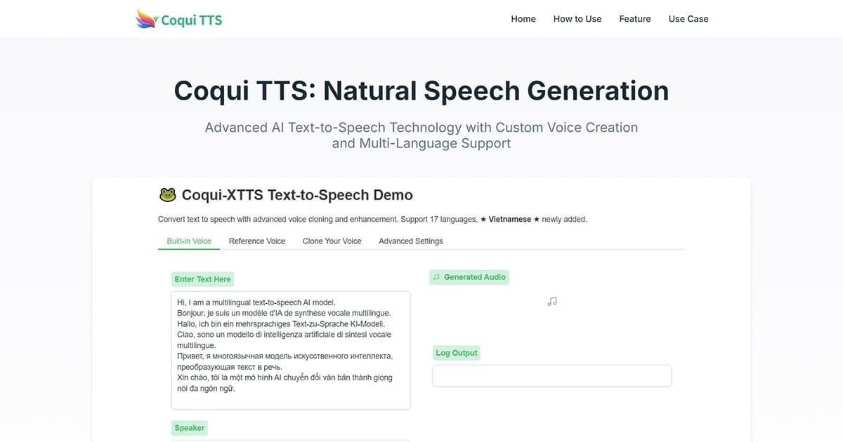 Coqui TTS screenshot