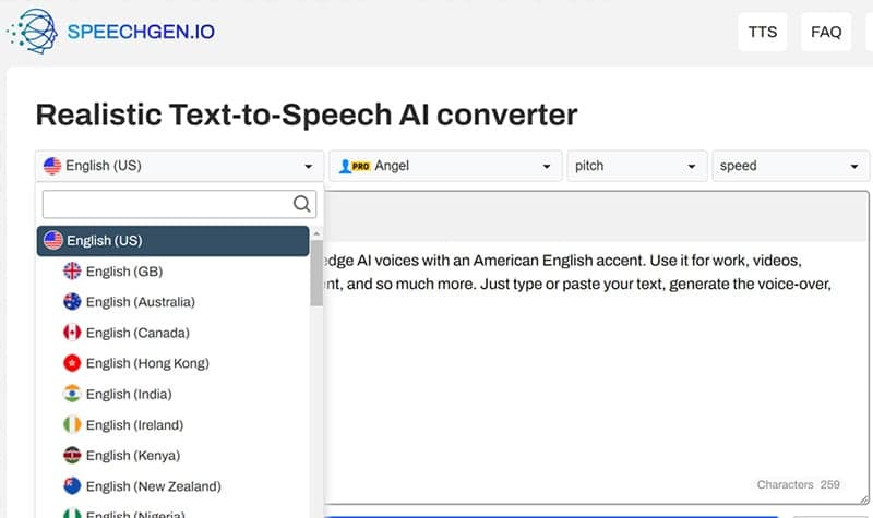 SpeechGen.io screenshot