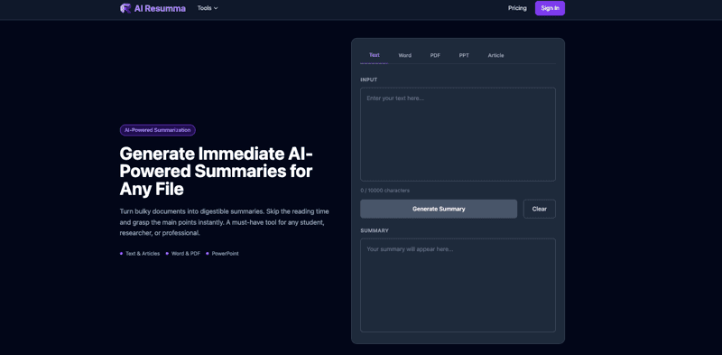AI Resumma screenshot