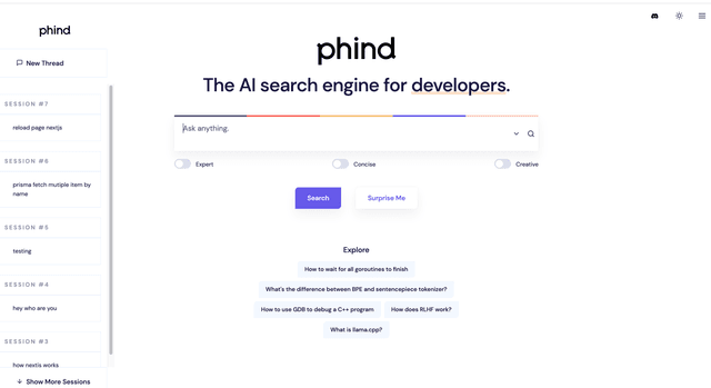 Phind screenshot 1