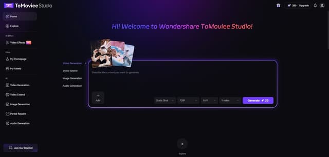 WonderShare ToMoviee AI screenshot 1