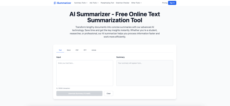 iSummarizer screenshot