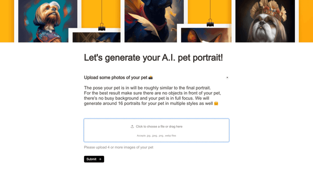 Free AI Pet Portrait Generator – Camlist screenshot 1