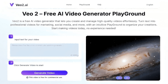 Veo 2 AI Video Generator screenshot