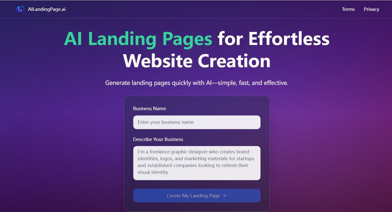 AILANDINGPAGE screenshot