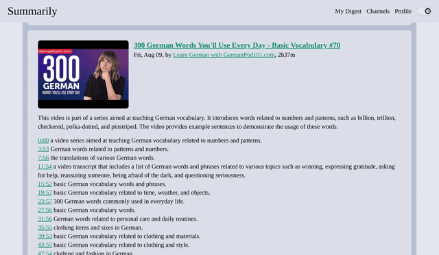 Summarily screenshot 1